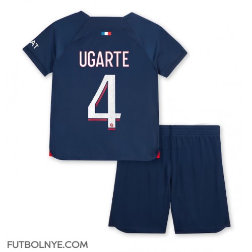 Camiseta Paris Saint-Germain Manuel Ugarte #4 Primera Equipación para niños 2023-24 manga corta (+ pantalones cortos)
